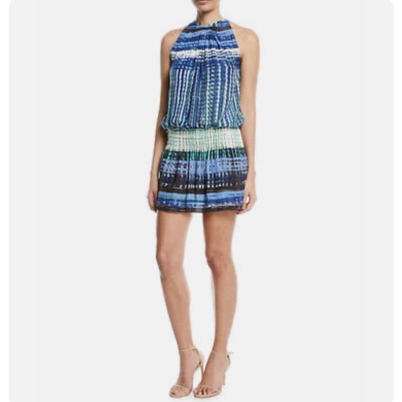 Ramy Brook Dresses & Skirts - RAMY BROOK Paris Warp-Print Sleeveless Blouson Dress Navy/Green S